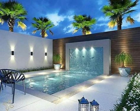 Terrace Pool Design, Pool Design Modern, Moderne Pools, Small Swimming Pools, Small Pool Design, Pool Waterfall, Modern Pools, Small Pools, Backyard Pool Designs