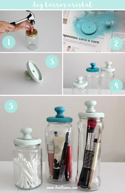 Mason Jar Organization, Astuces Diy, Diy Jar Crafts, בר מצווה, Recycled Projects, Jar Diy, Upcycled Crafts, Mason Jar Crafts, Apothecary Jars