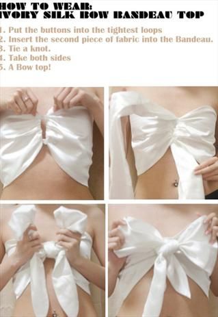 Bow Bandeau, Sewing Shorts, Bralet Tops, Diy Tie, Bandeau Crop Top, Diy Vetement, Silk Bow, Old Shirts, Ivory Silk