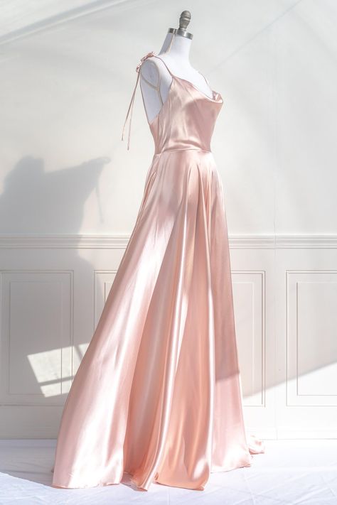 Aphrodite Dress - Pink - XL -  #Aphrodite #Dress #pink Romantic Dresses Formal, Pink Satin Dress Formal, Blush Pink Dress Aesthetic, Rose Pink Satin Dress, Simple Pink Dress Classy, Pink Dress Royal, Pink Satin Dress Aesthetic, Pastel Pink Satin Dress, Hollywood Glamour Prom Dress