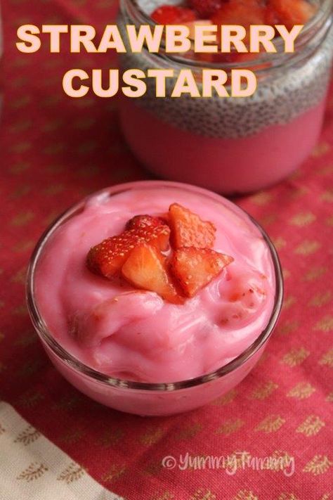 Strawberry Custard Recipe - Easy Dessert Recipes Strawberry Custard Cake Filling, Strawberry Custard Recipe, Custard Cake Filling, Using Strawberries, Custard Recipe Easy, Strawberry Custard, Fruit Custard, Strawberry Pudding, Custard Recipe