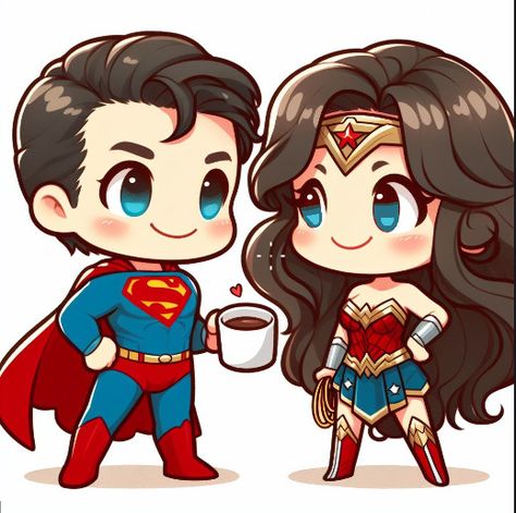 Are you a Superman/Wonder Woman shipper? Do you want to find others like you? Do you want to talk about Kal and Diana, read about them, and write about them? This is your portal to fantastic worlds Find Fabulous images, stories and so much more Please... Superman And Wonder Woman, Wonder Woman Chibi, Aphrodite Art, Comics Love, Superman Wonder Woman, Clark Kent, Batman And Superman, Art Tutorials Drawing, Cute Doodles