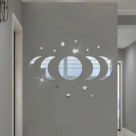 21pcs Combination Of Star And Moon Mirror Wall Stickers For Living Room, Bedroom, And Entryway Decor | SHEIN USA Moon Mirror Wall Decor, Moon Mirror, Wall Stickers Living Room, Star And Moon, Mirror Wall Stickers, Baby's Room, Home N Decor, Mirror Wall Decor, Entryway Decor