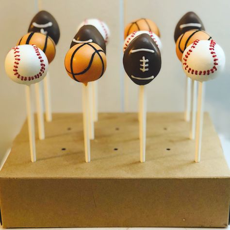 Birthday Cake Balls Theme, Birthday Cake Ball Theme, Sports Cake Pops, Ball Theme Cake, Ball Theme Cake 1st Birthday, Sports Theme Cake Pops, Sport Cake Pops, Birthday Desert, Sports Birthday Cakes