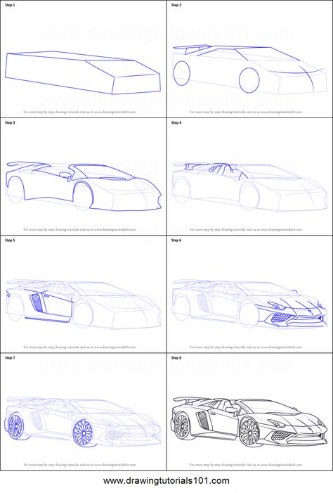 How to Draw Lamborghini Aventador LP750-4 SV Roadster Printable Drawing Sheet by DrawingTutorials101.com Drawing Lamborghini, Car Drawing Pencil, Cool Car Drawings, Drawing Sheet, Lamborghini Cars, Car Design Sketch, Car Sketch, Pencil Art Drawings, Step Drawing