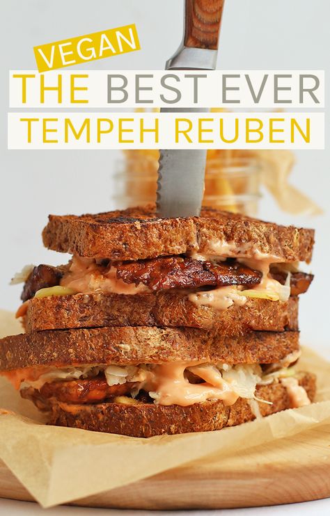 Tempeh Reuben, Vegan Reuben, Sauerkraut Sandwich, Reuben Recipe, Vegan Tempeh, Marinated Tempeh, Vegan Sandwich Recipes, Pastas Recipes, Tempeh Recipes