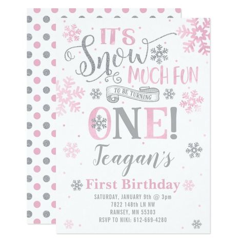 Snow Much Fun Birthday Invitation | Zazzle.com Snow Much Fun To Be One, January First Birthday Girl, Snow Much Fun To Be One Birthday, Winter Onederland Birthday Invitations, Winter Birthday Invitations, Winter Onederland Invitations, Slumber Party Invitations, Christmas Birthday Invitations, Winter Onederland Birthday Party