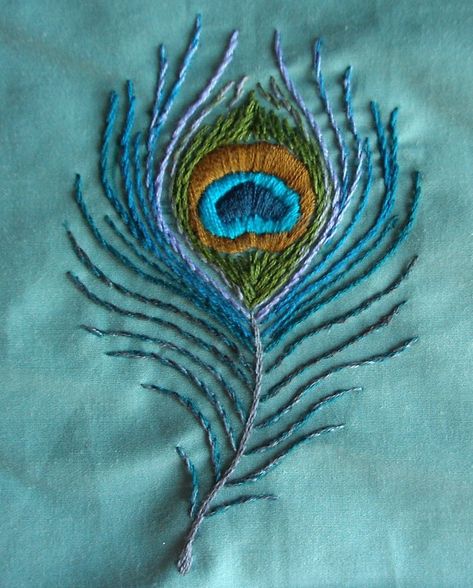 Embroidery Designs By Hand, Embroidered Peacock, Peacock Embroidery Designs, Feather Embroidery, New Embroidery Designs, Creative Embroidery, Simple Embroidery, Hand Embroidery Design Patterns, Sewing Embroidery Designs