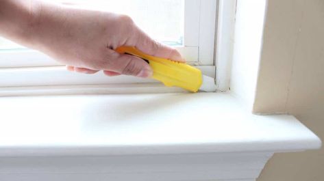 How to Fix or Repair Ugly Caulk Lines | Blog | Odd Job Larry Craftsman Trim Window, Craftsman Window, Shower Window, Diy Window Trim, Interior Window Trim, Wood French Doors, Window In Shower, Double Window, Window Casing