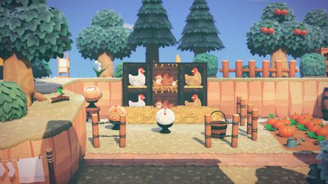 Acnh Chicken Coop Design, Animal Crossing Chicken Coop, Acnh Chicken, Acnh Chicken Coop, Acnh Farm, Chicken Coop Designs, Its Beautiful, Acnh Designs, Animal Crossing Wild World