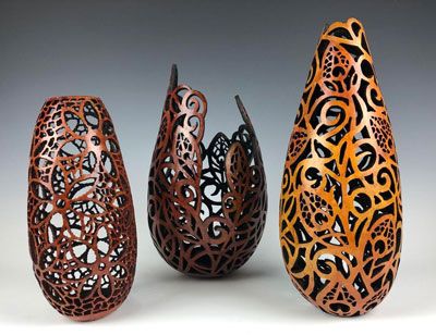 Gourd Carving, Painted Patterns, Gourds Birdhouse, Decorative Gourds, Turning Projects, Gourd Lamp, Gourds Crafts, Filigree Pattern, Gourd Art