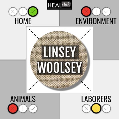 What is linsey woolsey? Is #linseywoolsey vegan? Is linsey woolsey sustainable? No! Linsey woolsey is one of the most unsustainable fabrics, materials, textiles out there! It's also animal derived. Find out details by clicking on the link to visit my HEALabel website dedicated Health (and Home), Environment, Animals, Laborers. Also check out lists like #veganfabrics #veganfashionbrands and more! Linsey Woolsey, Home Environment, Fabric Textile, Pros And Cons, Fabric Material, Pie Chart, Sustainability, Textiles, Health