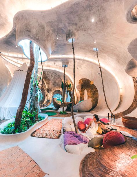 Azulik Tulum, Organic House, Earthship Home, Cob House, Earth Homes, Retro Interior, Organic Architecture, Earthship, Play Area