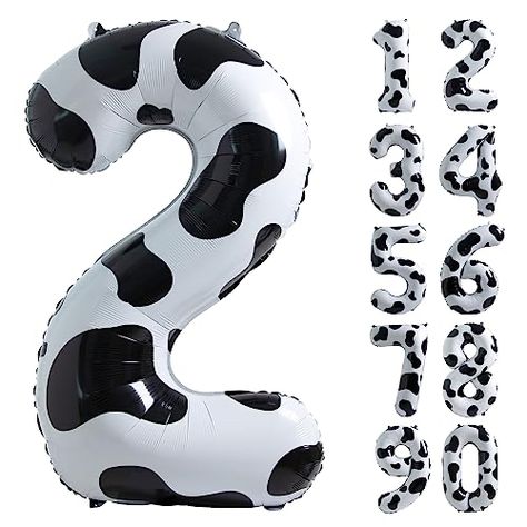 Moo Moo Im Two, Balloon Birthday Decorations, Number 2 Balloon, Cow Print Birthday, Number Balloons Birthday, 2 Balloon, Farm Animal Party, Farm Themed Birthday Party, Celebration Balloons