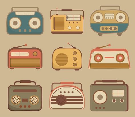 Radio Drawing, Old Radio, Radio Design, Radio Antigua, Radio Vintage, Bunny Painting, Retro Radio, Digital Art Beginner, Textile Prints Design