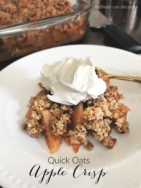 Instant Oatmeal Apple Crisp, Apple Crisp Recipe With Oats 9x13, Healthy Crumble, Quick Apple Crisp, Fresh Apple Recipes, Quick Oat Recipes, Recipe With Oats, Apple Crisp No Oats, Apple Crisp Recipe Healthy