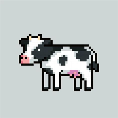 Pixel art illustration Cow. Pixelated Cow. Cute Barn Cow animal icon pixelated for the pixel art game and icon for website and video game. old school retro. Farm Pixel Art, Pixel Cow, Cow Pixel Art, Pixel Video Game, Icon For Website, Cow Icon, Cow Cute, Cow Illustration, Animal Icon