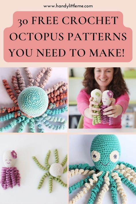 30 Free Crochet Octopus Patterns You Need To Make! Free Crochet Octopus, Free Octopus Crochet Pattern, Beginner Crochet Octopus, Crochet Octopus Free Pattern Chunky Yarn, Simple Crochet Octopus, Octopus Crochet Pattern Free, Realistic Octopus Crochet Pattern, Premi Octopus Crochet Pattern, Knitted Dog Sweater Pattern