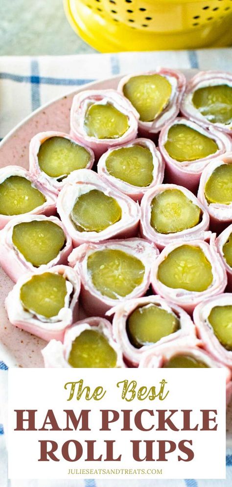 Pickles And Cream Cheese, Ham Pickle Roll Ups, Pickle Roll Ups, Pickle Wraps, Best Appetizers Ever, Ham Roll Ups, Pickle Appetizers, Ham Wraps, Cream Cheese Roll Up