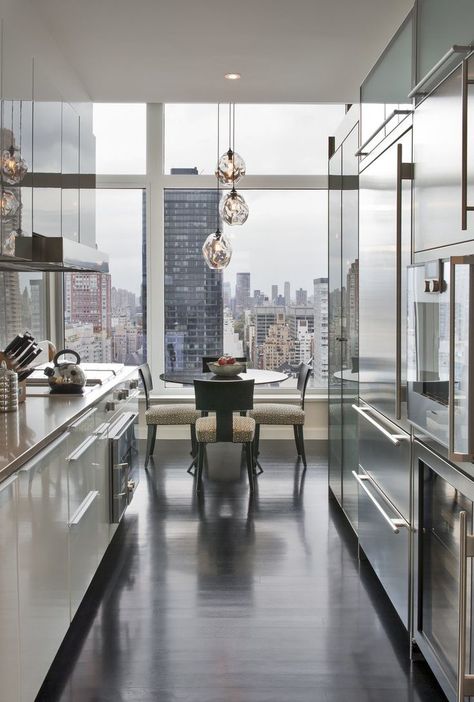 Apartamento New York, Model Dapur, Dining Room Contemporary, Luxury Penthouse, Contemporary Dining Room, 아파트 인테리어, Design Apartment, Floor To Ceiling, New York Apartment