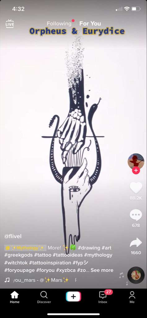 credit to @ flivel on tiktok!! Eurydice Tattoo, Orpheus And Eurydice Tattoo, Orpheus And Eurydice, Greek Tattoos, Greek Myths, Cute Easy Drawings, Body Modifications, S Tattoo, Piercing Tattoo