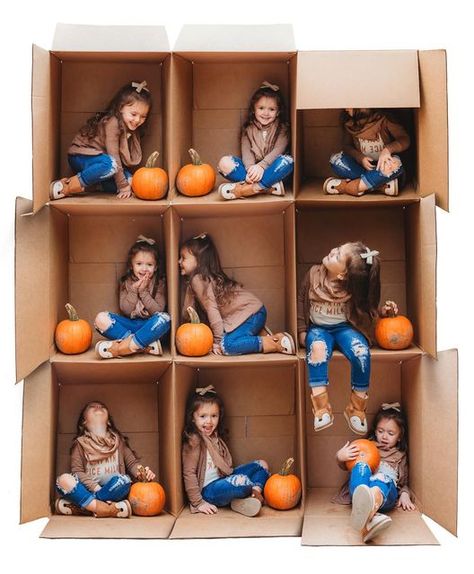 Easy Fathers Day Craft, Monthly Baby Pictures, Cardboard Box Crafts, Montage Photo, Photo Box, Christmas Photoshoot, Fall Family Photos, School Photos, Fall Pictures