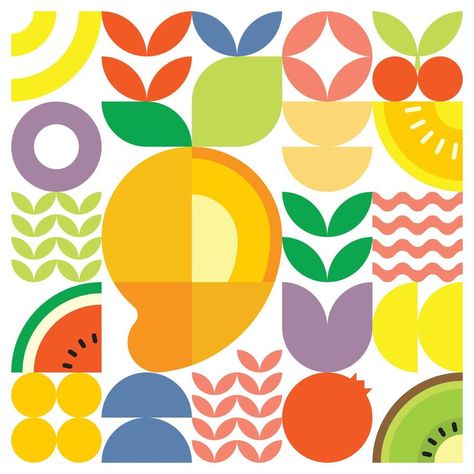 Etnic Pattern, Funky Fruit, Ripe Mango, Ipad Painting, Vector Patterns Design, Fruit Vector, Minimalist Illustration, Abstract Graphic Design, Simple Poster