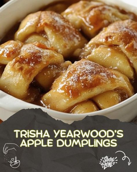 Beth Recipes - Trisha Yearwood’s Apple Dumplings  Trisha... Trisha Yearwood Apple Dumplings, Cherry Dumplings, Tricia Yearwood Recipes, Red Velvet Cake Roll, Canned Biscuit, Trisha Yearwood Recipes, Crescent Roll Pizza, Dough Ideas, Canned Biscuits