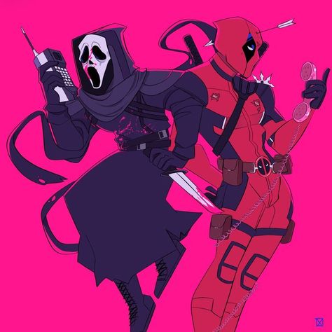 Ghostface X Reader, Scarie Movie, Books Science, Comic Book Frames, Comic Superhero, Deadpool Funny, Deadpool Art, Deadpool And Spiderman, Scary Movie Characters