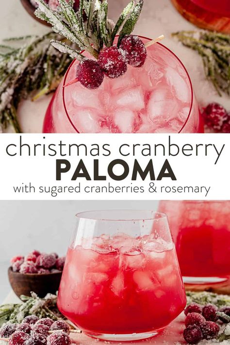 This crimson-red Cranberry Christmas Paloma is a festive and flavorful cocktail that puts a holiday twist on the traditional Paloma. If you're looking for the best tequila cocktail for a holiday party, this is it. Cranberry Paloma Cocktail Tequila, Holiday Paloma Cocktail, Christmas Tequila Drinks, Tequila Holiday Cocktails, Tequila Christmas Cocktails, Cranberry Paloma Cocktail, Festive Cocktails Christmas, Christmas Cocktail Party Ideas, Easy Christmas Cocktails Recipes