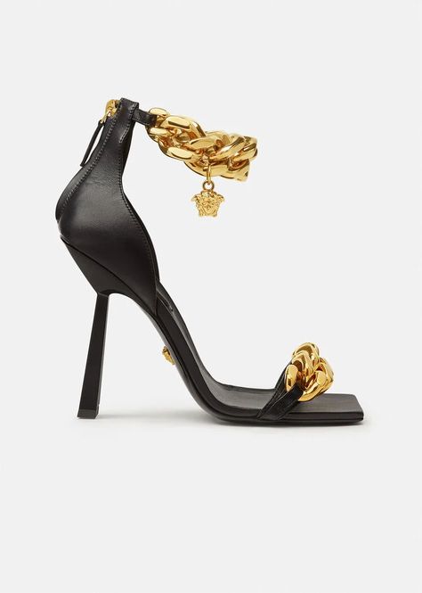 Versace Heels, Versace Sandals, Ankle Sandals, Versace Shoes, Square Toe Sandals, Designer High Heels, Womens Sandals Summer, Beach Flip Flops, Fashion High Heels