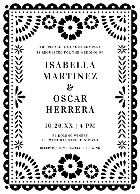 black white wedding invitations chic black and white papel picado inspired wedding  invitation rustic wedding mexican wedding papel picado wedding mexican wedding banner colorful wedding invitations bohemian chic wedding mexico destination wedding fiesta quinceañera latinx #wedding #weddinginvitations #zazzle #zazzleinvitations #businescards #weddingcards Black And White Mexican Wedding, Latinx Wedding, Wedding Invitations Chic, Wedding Papel Picado, White Papel Picado, Black White Wedding Invitations, Bohemian Chic Wedding, Papel Picado Wedding, Wedding Mexican