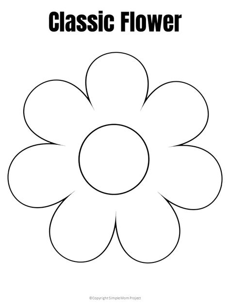 Free Printable Flower Template - Simple Mom Project Printable Flower Pattern, Flower Templates Printable Free, Flower Templates Printable, Printable Flower Coloring Pages, Flower Cut Out, Printable Flower, Flower Outline, صفحات التلوين, Easy Origami