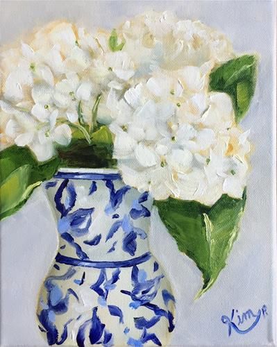 Tartan Decor, Oil Flowers, Chinoiserie Pumpkins, Blue Vases, Hydrangea Painting, Painting Flowers Tutorial, White Hydrangeas, The Enchanted Home, Blue And White Vase