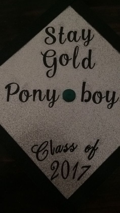 Grad hats- joey Stay Gold Ponyboy, Graduation Cap Decoration Diy, Grad Hat, Grad Cap Designs, Graduation Cap Designs, Graduation Hat, Graduation Cap Decoration, Cap Decorations, Stay Gold