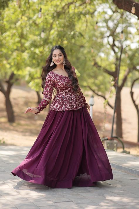 *NEW CATALOG* *LEHENGA CHOLI COLLECTIONS-2024* *Explore This Trending Fashionable Co-ord Set with Pure Viscose Dayble Flower Design & Sequins Embroidered work Blouse and Plain Lehenga Which looks Amazing for Any Functions.* *Lehenga:- (Full-Stitched)* *Fabric & Work* :- Shimmer Vichitra *Length*:- 42'' *Waist*- 42'' *Inner* :- Cotton *Flair* :- 3.5 Mtr *Closure* :- Zip Attached & With Dori Latkan *Stitching Type* :- Stitched with Canvas & Can-can *Blouse:- (Full-stitched)* *... Plain Georgette Lehenga, Trending Lehenga Designs, Lavender Lehenga, Plain Lehenga, Pink Saree Blouse, Lehenga Choli For Women, Choli For Women, Designer Embroidery, Fabric Work