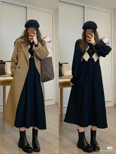 Womens Skirt Outfits, Nyc Fits, Modest Casual Outfits, Korean Fashion Outfits, Muslim Fashion Hijab Outfits, Winter Fashion Outfits Casual, Muslim Fashion Hijab, Korean Fashion Dress, Kawaii Dress