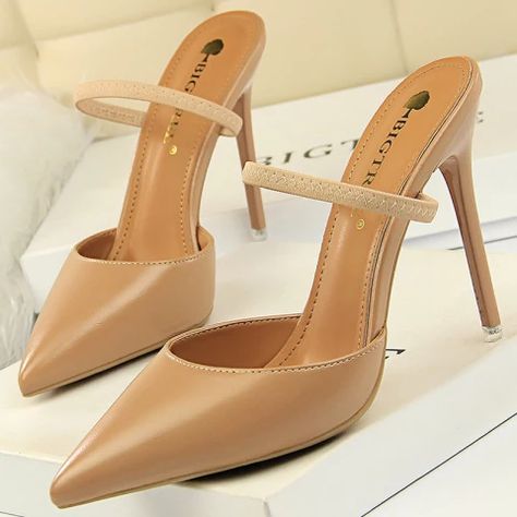 BIGTREE Shoes Sexy Kitten Heels Women Pumps Occupation Office Shoes High Heels Shoes Lady Party Shoes Women Heels Sandals 43|Women's Pumps| - AliExpress Elegant Slippers, Heels Slippers, Summer High Heels, Extreme High Heels, Female Shoes, Basic Heels, High Heel Slippers, Heel Slippers, Pu Heels