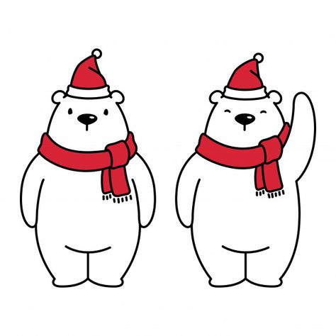 Bear polar christmas cartoon Premium Vec... | Premium Vector #Freepik #vector #christmas Christmas Polar Bear Drawing, Christmas Characters Cartoon, Christmas Bear Drawing, Cartoon Christmas Drawings, Cute Christmas Things To Draw, Christmas Cartoon Drawings, Cute Winter Drawings, Christmas Bear Illustration, Christmas Cute Illustration