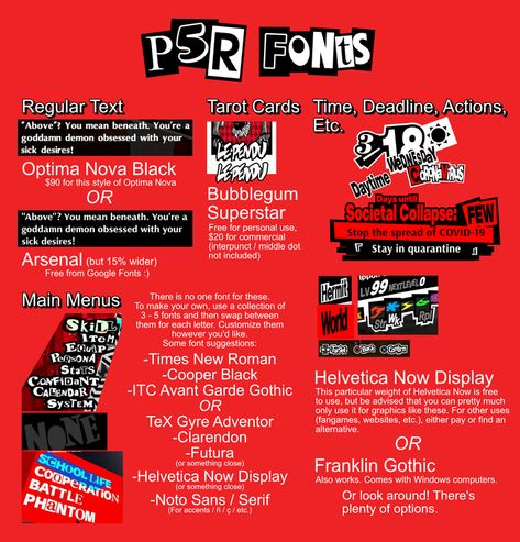 Royal Font, 5 Typography, Persona 5 Royal, Persona Five, Persona 5 Joker, Font Combos, Persona 4, A Silent Voice, Persona 5