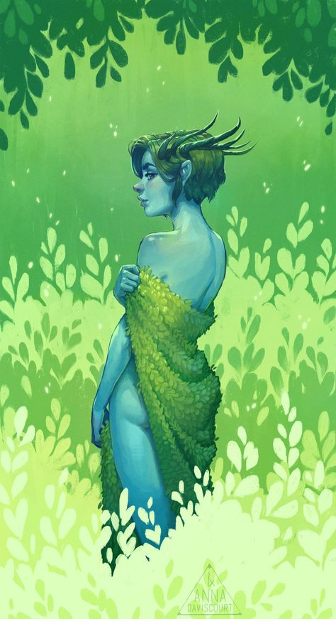 Forest Nymph, Anna Daviscourt on ArtStation at https://www.artstation.com/artwork/0kqbG Forest Nymph, Dnd Art, Arte Sketchbook, Arte Inspo, Arte Fantasy, Creature Art, Fantasy Character Design, Fantasy Creatures, Mythical Creatures