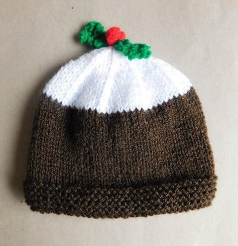 Christmas Pudding Baby Hat Baby Christmas Hat, Crochet Quotes, Christmas Knitting Patterns Free, Christmas Beanie, Baby Hat Knitting Pattern, Hat Patterns Free, Knitting Patterns Free Hats, Baby Hat Patterns, Baby Knitting Patterns Free