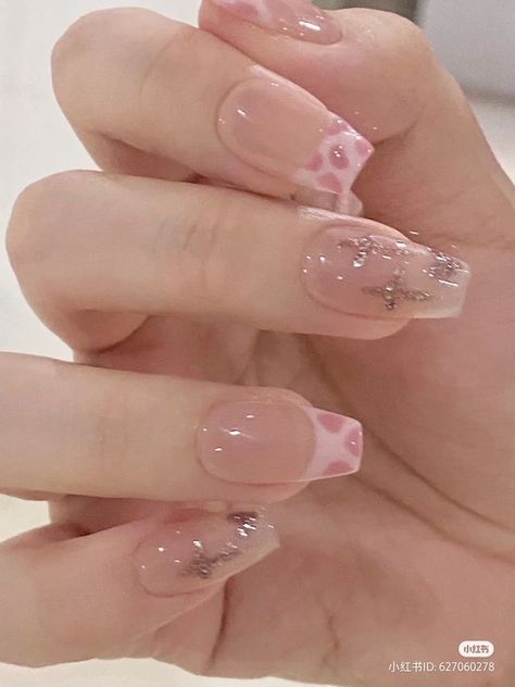 Fake Nails Designs, Asian Nails, Blush Nails, Pretty Gel Nails, Really Cute Nails, Soft Nails, Bling Acrylic Nails, Kawaii Nails, Dream Nails