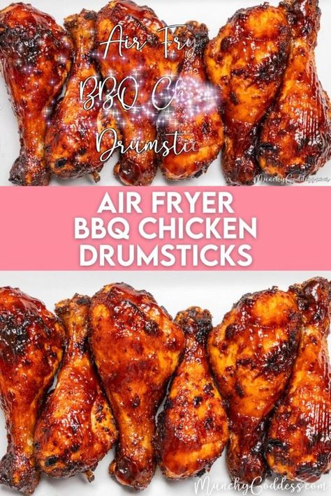 Air Fryer BBQ Chicken Drumsticks are tender, juicy, and so delicious! These chicken legs are cooked until perfectly crispy, then slathered in a sweet BBQ sauce. Air Fryer Bbq Chicken, Chicken Drumsticks Recipe, Bbq Chicken Drumsticks, Drumsticks Recipe, Sweet Bbq Sauce, Chicken Drumsticks, Chicken Legs, Recipe Video, Bbq Chicken