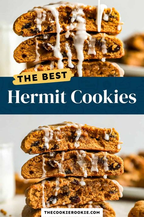 The best hermit cookies. Hermit Bars Recipes, Hermit Cookies With Molasses, Hermit Cookies Recipe, Hermits Cookies Old Fashioned, Hermit Cookies Old Fashioned, Hermit Recipe, Hermits Cookies, Hermit Bars, Hermit Cookies