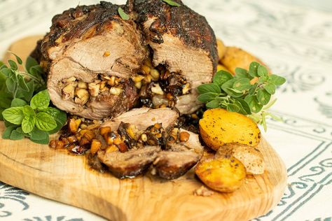 Dimitras Dishes, Stuffed Lamb, Chestnut Stuffing, Boneless Leg Of Lamb, Lamb Leg Recipes, Stuffing Ingredients, Lamb Leg, Leg Of Lamb, Greek Flavors