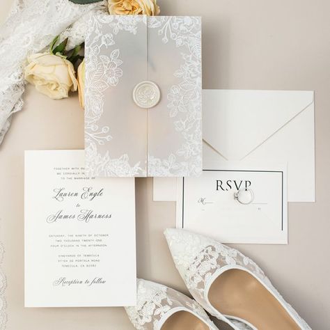 Vellum Jacket Wedding Invitations, Vellum Jacket, Printed Vellum, Spring Wedding Color Palette, Small Weddings Ceremony, Cinderella Carriage, Affordable Wedding Invitations, White Wedding Invitations, Ring Holders