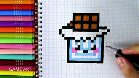 Choco Pixel Art Emoji, Pixel Kawaii, Pixel Art Kawaii, Photo Kawaii, Image Pixel Art, Blackwork Patterns, Pixel Drawing, Art Kawaii, Graph Paper Art