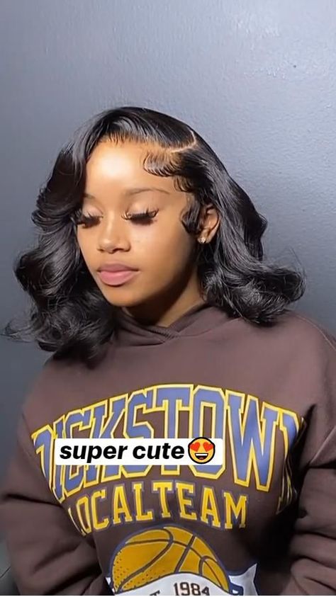 Short Hair Lace Front Wigs, Curly Bob Sew In With Leave Out, Short Closure Sew In, Wig Short Hairstyles, Sew In Weave With Leave Out Bob, Bob Hairstyles For Black Women Sidepart, Lace Closure Sew In, Short Wig Hairstyles, Half Up Half Down Bob