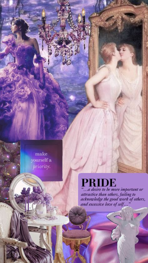 PRIDE: the seven deadly sins 1/7 #pride #sevendeadlysins #purple #vainity Deadly Sins Aesthetic, Sins Aesthetic, Pride Sin, 7 Sins, The Seven Deadly Sins, 7 Deadly Sins, Halloween Inspo, Seven Deadly Sins, Book Characters